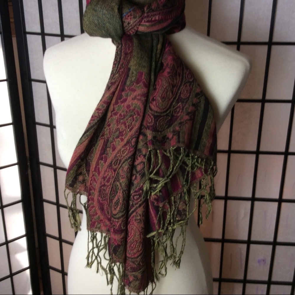 Pashmina in Green, Red, Black, & Turquoise!